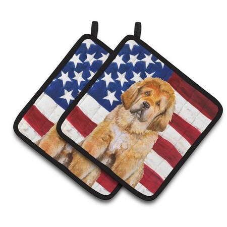 Carolines Treasures BB9721PTHD Tibetan Mastiff Patriotic Pair Of Pot Holders